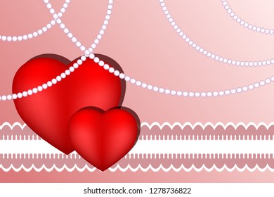 beautiful card with heart and pearls for Valentine's day greetings design