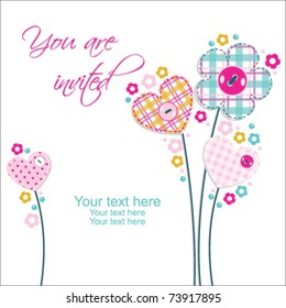 beautiful card with hearts and flower