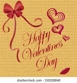 a beautiful card with hearts and a ribbon for valentine's day
