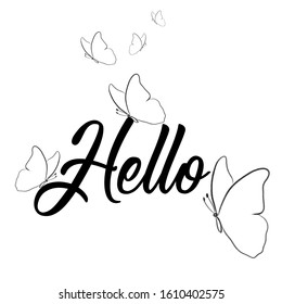Beautiful card Hello with butterfly