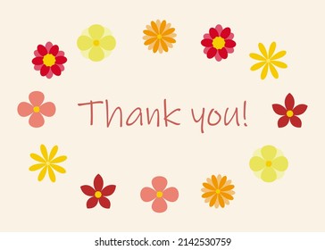 beautiful card with inscription Thank you with flowers. vector flat illustration. concept of help, kindness and gratitude. nice message, reply.