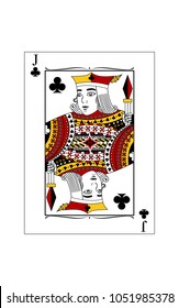 
The beautiful card of the Jack of clubs in classic style.