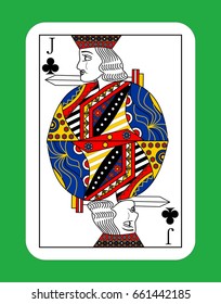 The beautiful card of the jack of Clubs in classic style.
