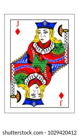 
The beautiful card of the Jack of diamonds in classic style.