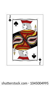 The beautiful card of the Jack of Spades in classic style.