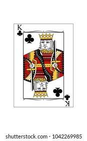 The beautiful card of the king of clubs in classic style.
