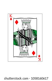 The beautiful card of the king of diamonds in classic style.