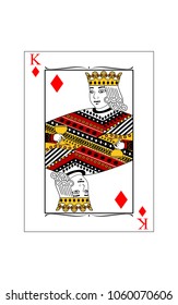 The beautiful card of the king of diamonds in classic style.