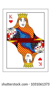 The beautiful card of the king of hearts in classic style.