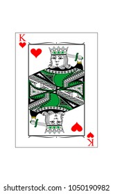 
The beautiful card of the king of hearts in classic style.