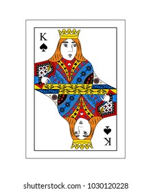 The beautiful card of the king of spades in classic style.