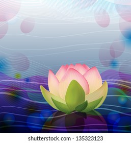 Beautiful card with  lotus flower, vector