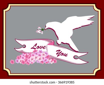 Beautiful card on the day of the wedding or Valentine