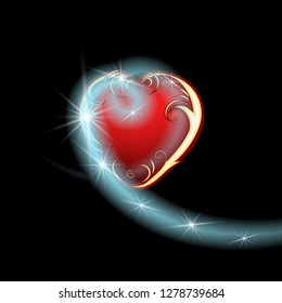 beautiful card with pattern heart and neon glare for Valentine's day greetings design
