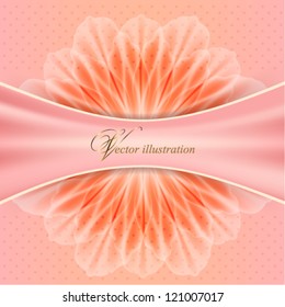 Beautiful card with pink flower and ribbon