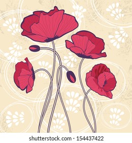 Beautiful card with poppies