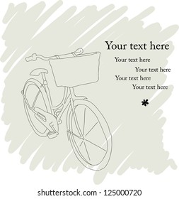 Beautiful card with pretty bicycle in pencil