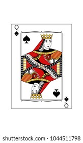 The beautiful card of the queen of spades in classic style.