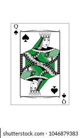 The beautiful card of the queen of spades in classic style.