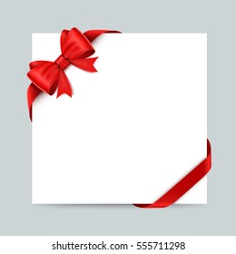 Beautiful card with red gift bows and ribbons. Vector illustration