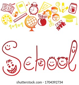 Hermosa escuela de cartas. Ilustración del vector
