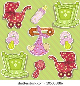 Beautiful card with a set for the baby