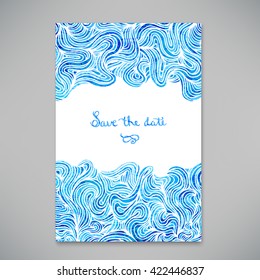 Beautiful card template with wave pattern. Vector illustration