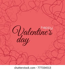 Beautiful Card for valentine's day. Valentines day background. Happy Valentines Day poster with text and Vector hearts frame. Vector illustration. Wallpaper. Invitation, posters, brochure, banners.  