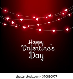 Beautiful card for Valentine's Day with heart-shaped lights vector