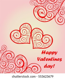 Beautiful card for Valentines day with lacy hearts