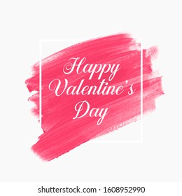 Beautiful card for Valentine's day with watercolor pink brush stroke background design - Vector.