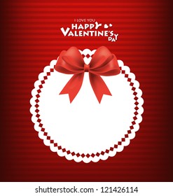 Beautiful cards with red bows and ribbons, vector illustration.
