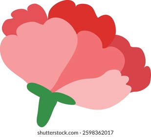 Beautiful carnation flower with green leaf illustration 
