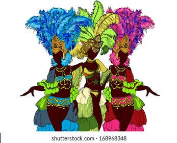 Beautiful Carnival Dancer. Vector Illustration