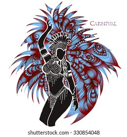 Beautiful carnival dancer. Vector illustration