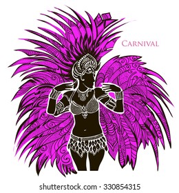 Beautiful carnival dancer. Vector illustration
