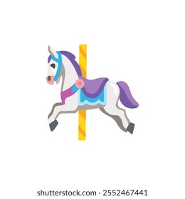 Beautiful carousel horse vector carton illustration. Carousel Horse emoji illustration. 