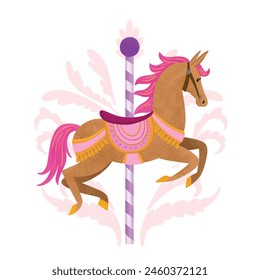 Beautiful carousel horse vector cartoon