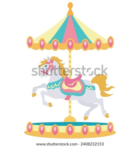 Beautiful carousel horse vector cartoon illustration