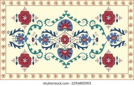 Beautiful carpet pattern - designed for pillows and for other home interior things. Traditional textile products in Uzbekistan.
