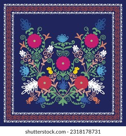 Beautiful carpet pattern - designed for pillows and for other home interior things. Traditional textile products in Uzbekistan.
