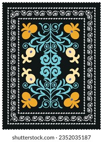 Beautiful carpet pattern - designed for pillows and for other home interior things. Traditional textile products in Uzbekistan.
