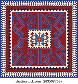 Beautiful carpet pattern - designed for pillows and for other home interior things. Traditional textile products in Uzbekistan.