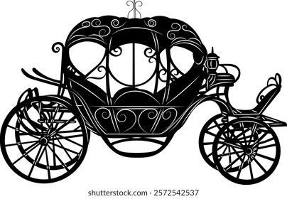 beautiful carriage black silhouette vector