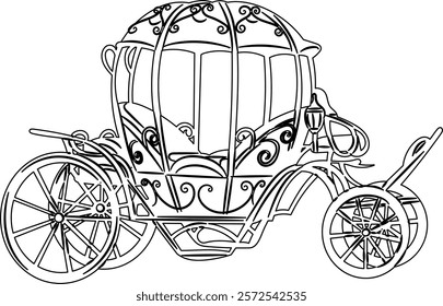 beautiful carriage sketch, outline vector