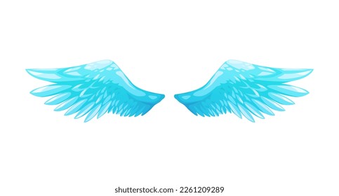 Beautiful cartoon angel wing, vector pair of wings, angel white wings icon, isolated on white.