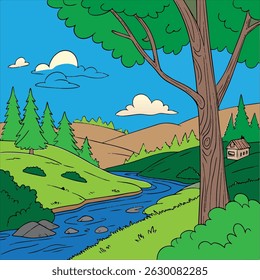 A beautiful cartoon background seenri visuals for animate cc