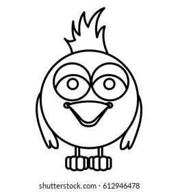 beautiful cartoon bird with big ayes, vector illustration