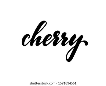 Beautiful cartoon black and white lettering text cherry. design for holiday greeting card and invitation of seasonal summer holidays, beach parties, tourism and travel.