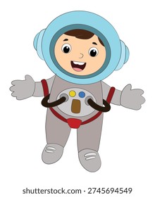 Красивый мультфильм мальчик в космическом костюме